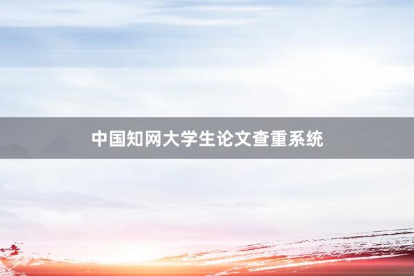 中国知网大学生论文查重系统