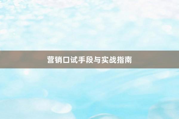营销口试手段与实战指南
